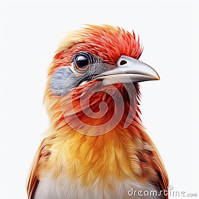 Realistic Hyper-detailed Bird Head In Black And Orange Stock Photo