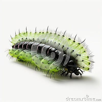 Green Hair Caterpillar: High-quality Fashion Feather In 3ds Max Stock Photo