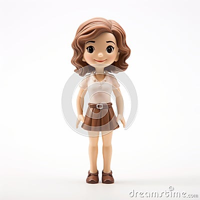 Joyful And Optimistic Toy Figurine With Brown Skirt Stock Photo