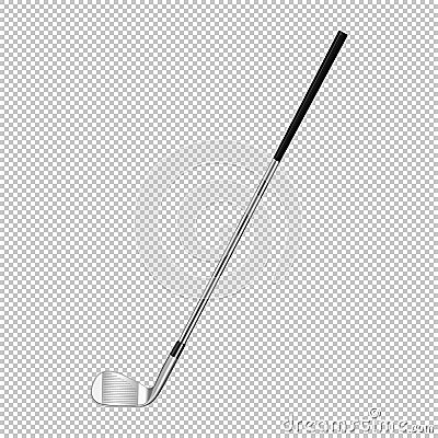 Realistic icon of classic golf club isolated on transparent background. Design template closeup in vector. Vector Illustration