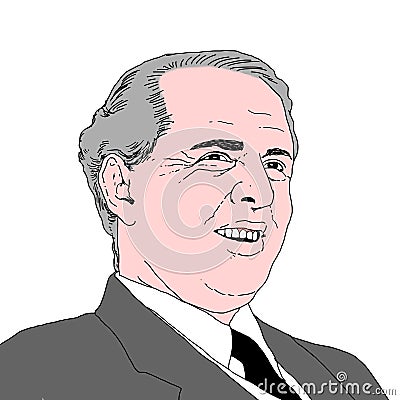 Realistic illustration of the Albanian communist leader Enver Hoxha Cartoon Illustration