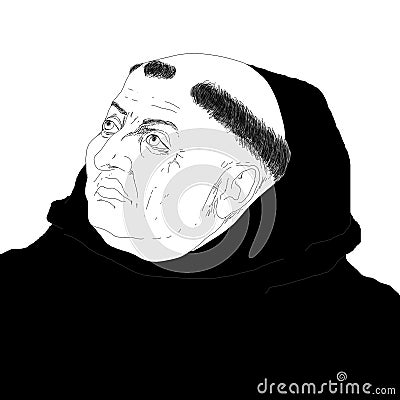 Realistic illustration of the Catholic philosopher, Saint Thomas Aquinas Cartoon Illustration