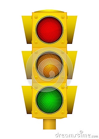 Realistic illustration of modern yellow led traffic light with s Vector Illustration