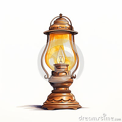 Realistic Illustration Of An Old Lamp - Detailed And Colorful Artwork Stock Photo