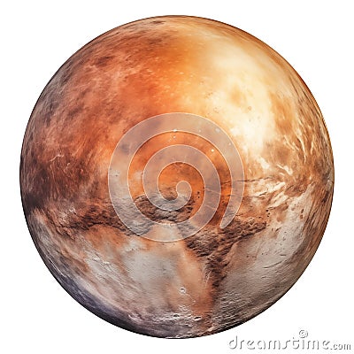 Realistic image of planet Pluto on a transparent background. Planet Pluto isolated on transparent background in PNG Stock Photo