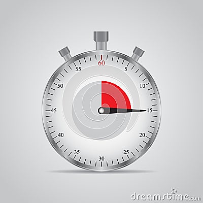 Realistic image of a sports stopwatch. Symbol competition. Icon on gray background Stock Photo