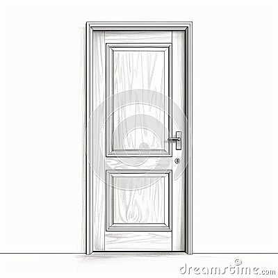 Realistic Impression Of A Sketchy Door On White Background Stock Photo