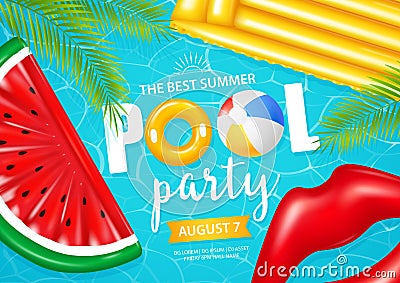 Realistic Inflatable Pool Poster Vector Illustration