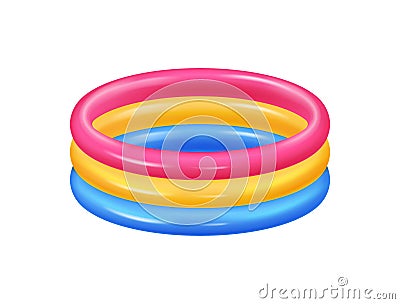 Realistic Inflatable Swimming Pool Vector Illustration