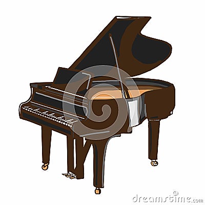 Realistic instrument cartoon illustration drawing piano drawing illustration white background Cartoon Illustration