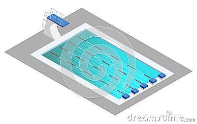 Realistic isometric sport pool. Perspective design used for infographics, banner, poster or card creation. Vector Illustration