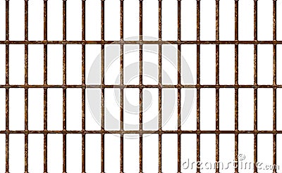 Realistic Jail bars rusty, prison background iron interior. Brown cells old. Banner vector detailed illustration metal lattice. Vector Illustration