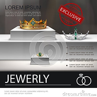 Realistic Jewelry Advertising Template Vector Illustration