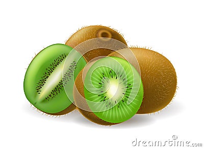 Realistic kiwi fruits Vector Illustration