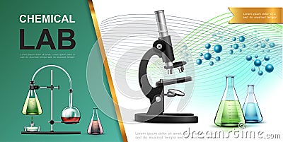 Realistic Laboratory Chemical Research Template Vector Illustration