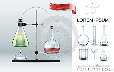Realistic Laboratory Experiment Elements Concept Vector Illustration