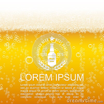 Realistic Lager Beer Closeup Background Vector Illustration