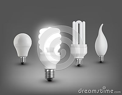 Realistic Lamps Collection Vector Illustration