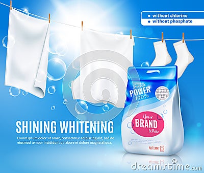 Realistic Laundry Detergent Ad Poster Vector Illustration