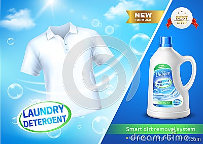 Realistic Laundry Detergent AD Poster Vector Illustration