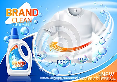 Vector realistic 3d laundry detergent ad mockup Vector Illustration