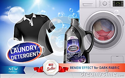 Realistic Laundry Detergent Banner Vector Illustration