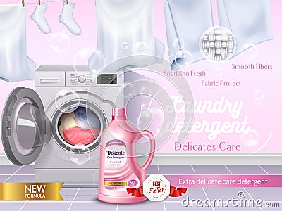 Realistic Laundry Detergent Composition Vector Illustration