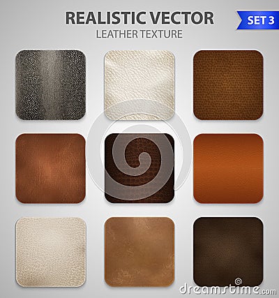 Realistic Leather Patches Samples Set Vector Illustration