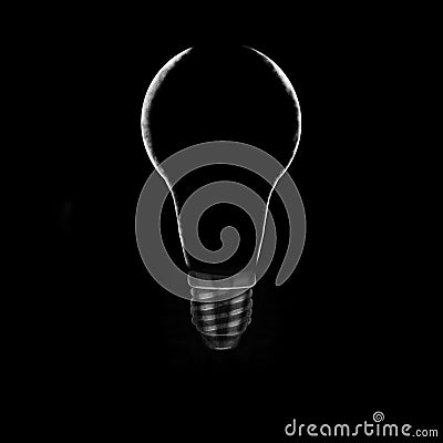 Realistic light bulb. Glowing incandescent filament lamps, electricity on and of template. Stock Photo