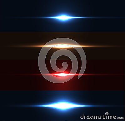 Realistic light glare sparkle, highlight set. Collection of beautiful bright lens flares. Lighting effects of flash. Vector Illustration