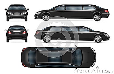 Realistic limousine vector mock-up Vector Illustration