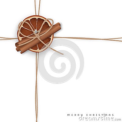 Realistic linen ropes for Christmas decorations, cards, packaging, background. Vector Illustration