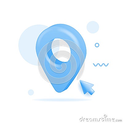Realistic Location map pin gps pointer markers vector illustration for destination. 3D Style. Cursor click and abstract shapes in Vector Illustration