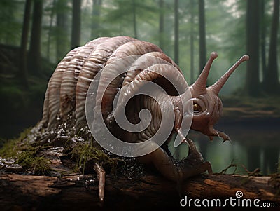 Realistic looking alien lifeform snail creature xenomorph with dramatic lighting Stock Photo