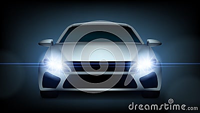 Realistic Luxury Car Close-up Banner Template Stock Photo