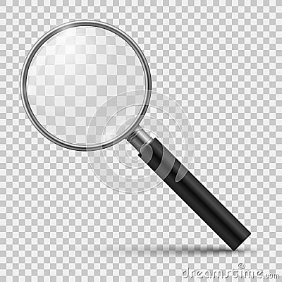 Realistic magnifier. Glass magnify, zoom tools loupe scrutiny lens optical microscope. Realistic isolated 3d vector Vector Illustration