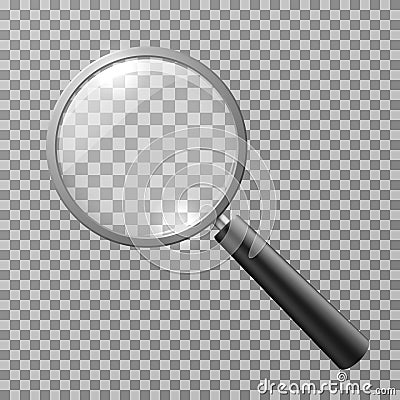 Realistic magnifying glass on checkered background vector illustration Vector Illustration