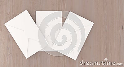 Realistic Mail Letters On Wooden Surface Stock Photo
