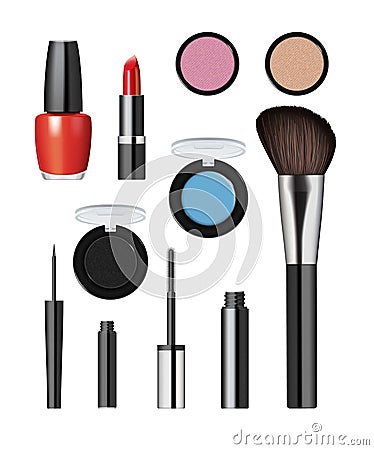 Realistic makeup cosmetics vector set Vector Illustration