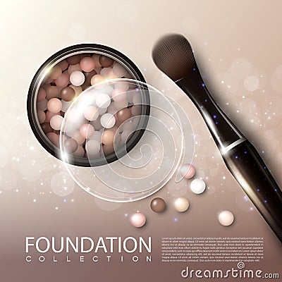 Realistic Makeup Products Ads Poster Vector Illustration