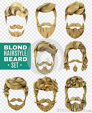 Realistic Male Hairstyle Set Vector Illustration
