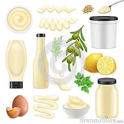 Realistic Mayonnaise Set Vector Illustration