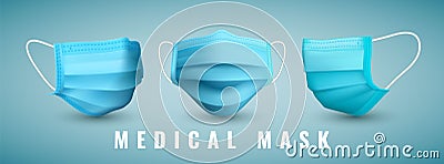 Realistic medical face mask. Details 3d medical mask. Vector illustration Vector Illustration