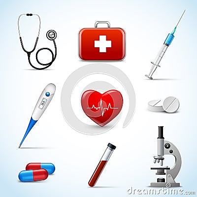 Realistic Medical Icons Vector Illustration