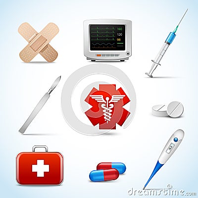 Realistic medical icons Vector Illustration