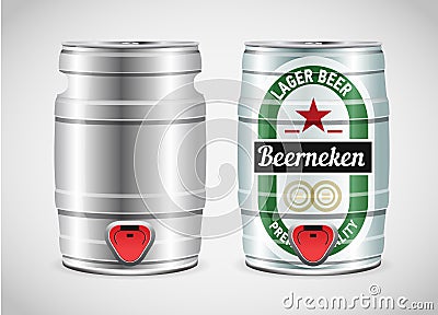 Realistic metal beer keg, vector illustration. Vector Illustration