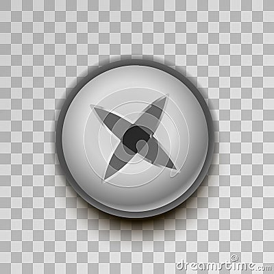 Realistic metal cross screw on transparent background Stock Photo