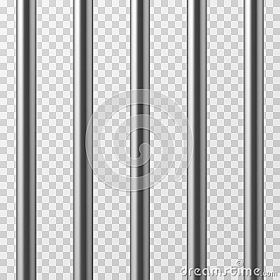 Realistic metal prison bars. Jailhouse grid vector illustration Vector Illustration