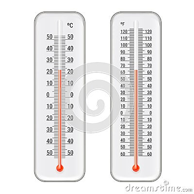 Realistic Meteorology Thermometers Set Vector Illustration