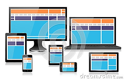 Realistic Mobile Computer Devices showing Fully Re Vector Illustration